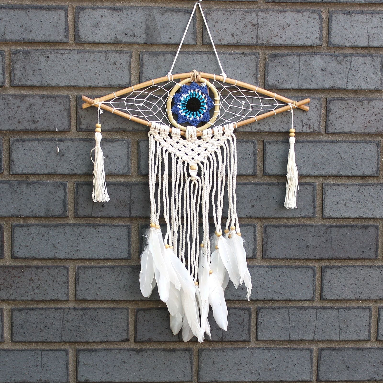 Polished Protection Dream Catcher Sm Macrame Evil Eye featuring natural patterning and unique variations - Positive Faith Hope Love
