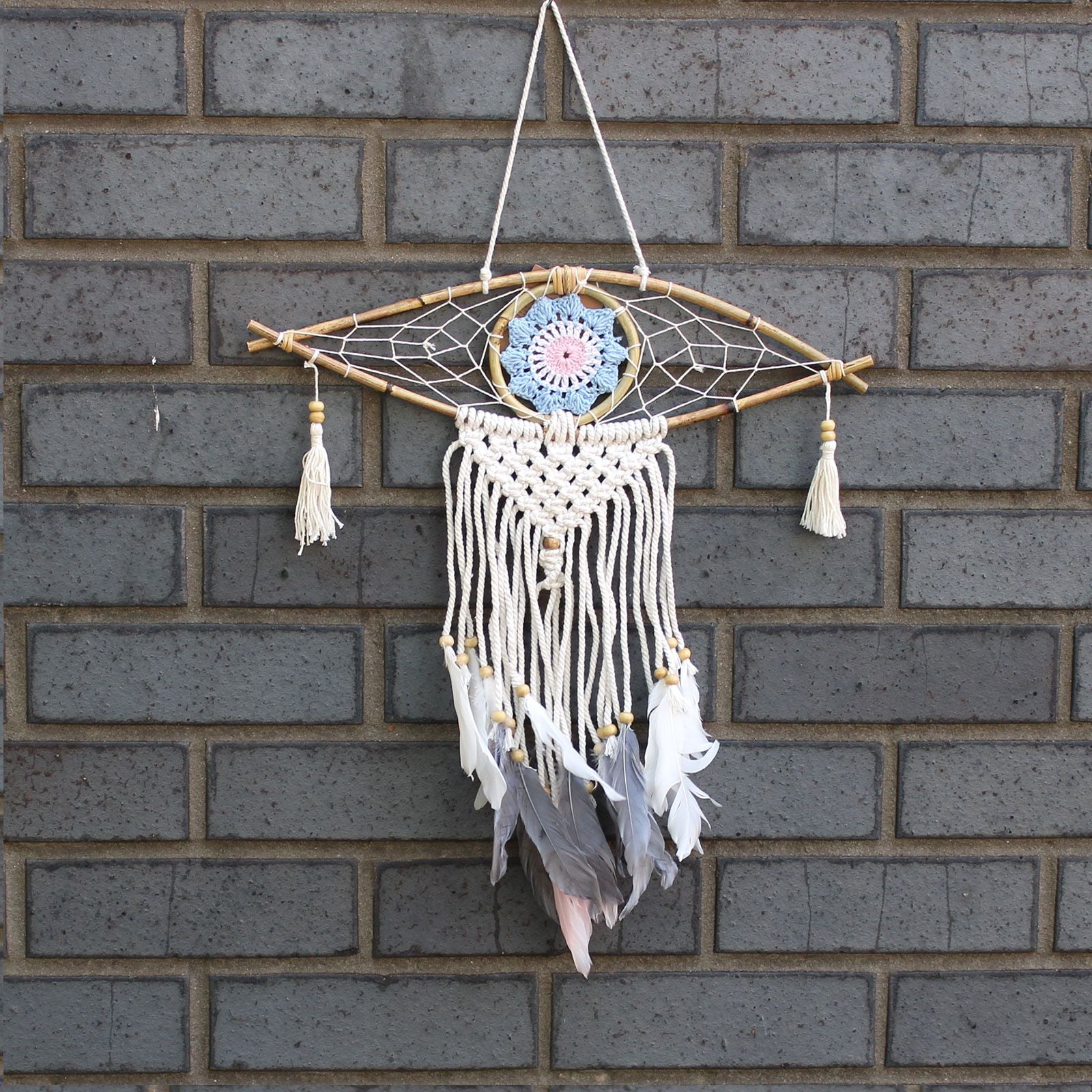 Polished Protection Dream Catcher Sm Macrame Evil Eye featuring natural patterning and unique variations - Positive Faith Hope Love