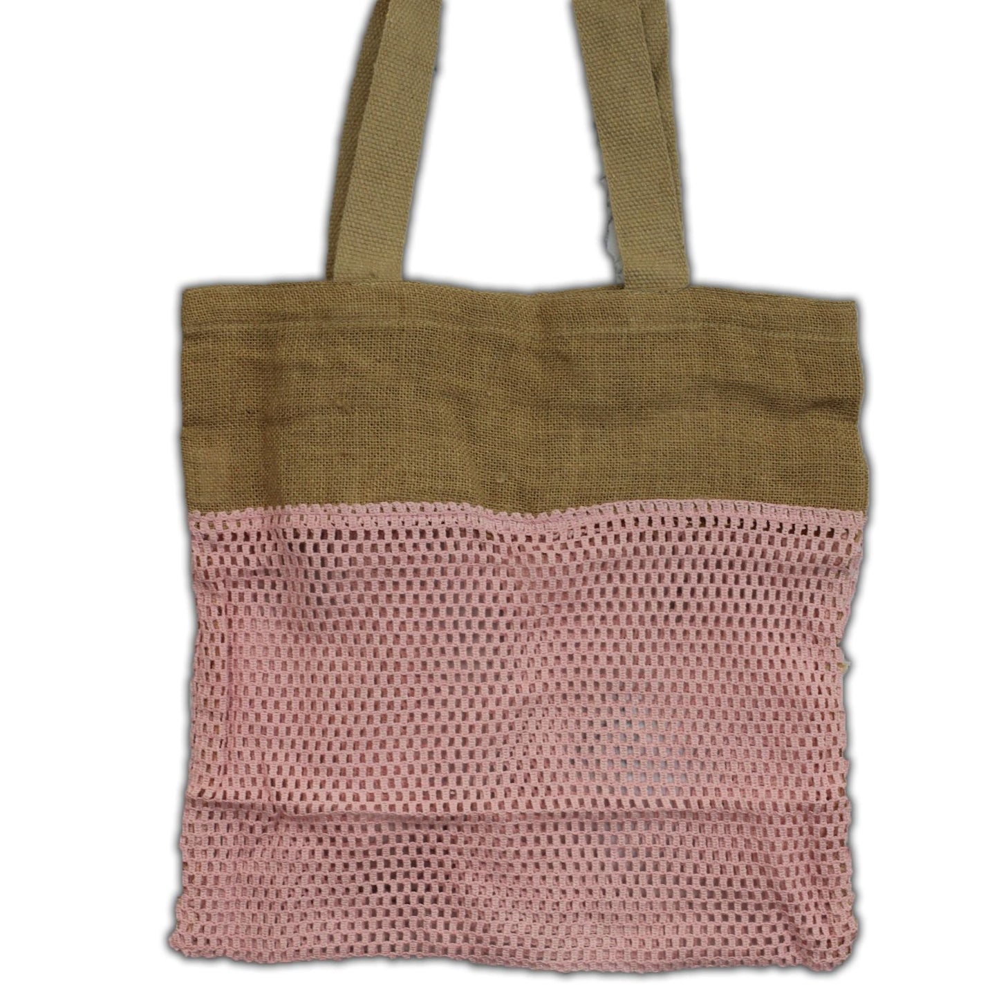 Polished Pure Soft Jute and Cotton Mesh Bag - Rose featuring natural patterning and unique variations - Positive Faith Hope Love