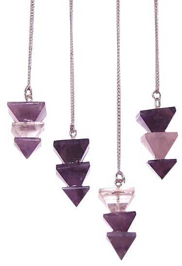 Polished Pyramid Pendulum Asst featuring natural patterning and unique variations - Positive Faith Hope Love