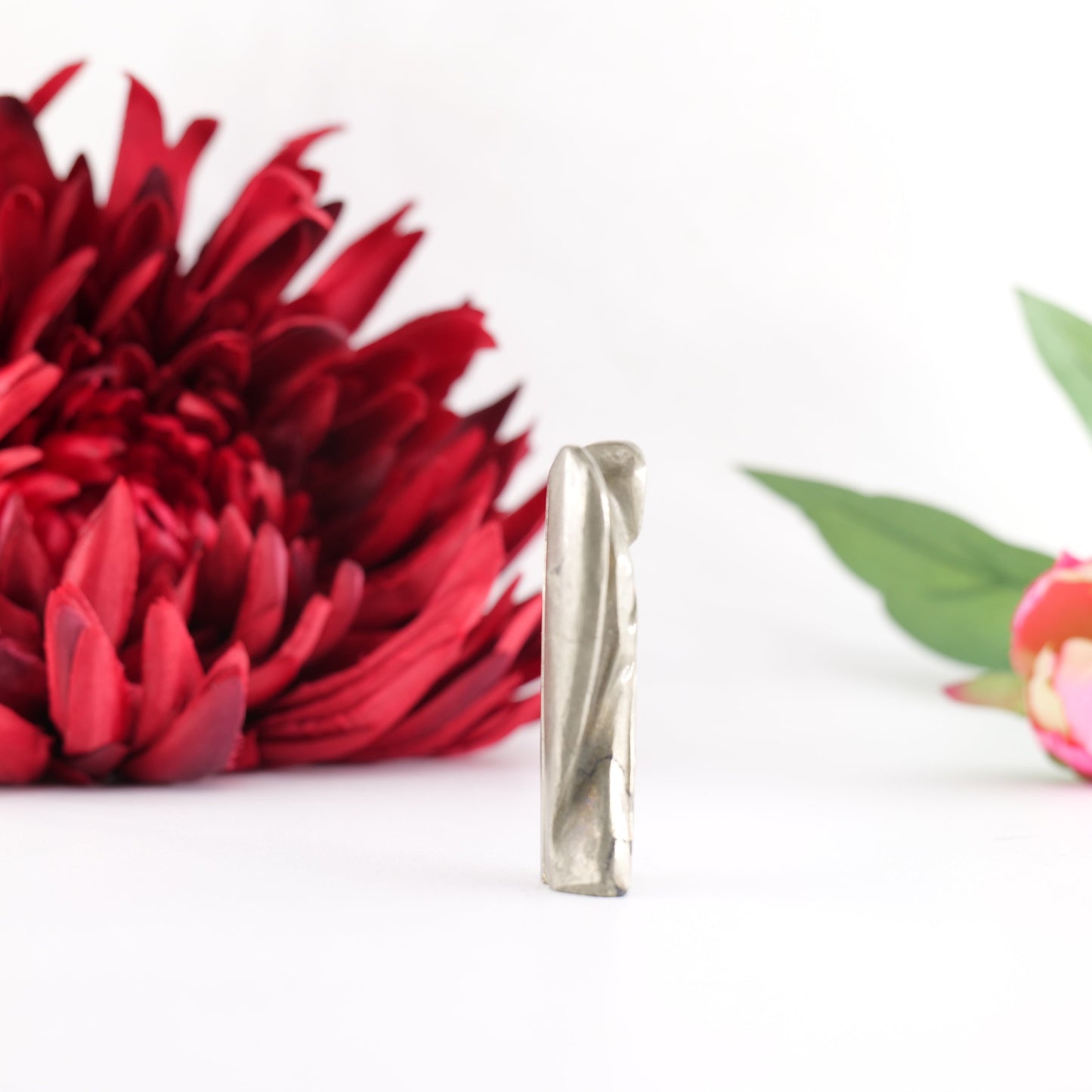 Polished Pyrite Angel 50Mm featuring metallic gold lustre and cubic sparkle - Positive Faith Hope Love