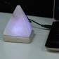 Polished Quality USB Pyramid WHITE Salt Lamp - 9 cm (multi) featuring natural patterning and unique variations - Positive Faith Hope Love