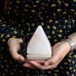 Polished Quality Usb Pyramid White Salt Lamp 9 Cm Multi featuring natural patterning and unique variations - Positive Faith Hope Love