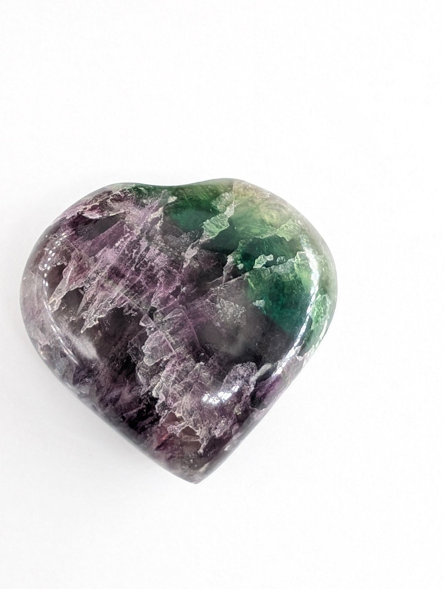 Rainbow Fluorite Heart Palmstone 60mm - Positive Faith Hope Love