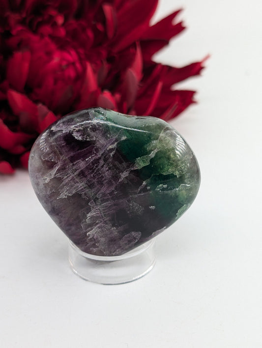 Rainbow Fluorite Heart Palmstone 60mm - Positive Faith Hope Love