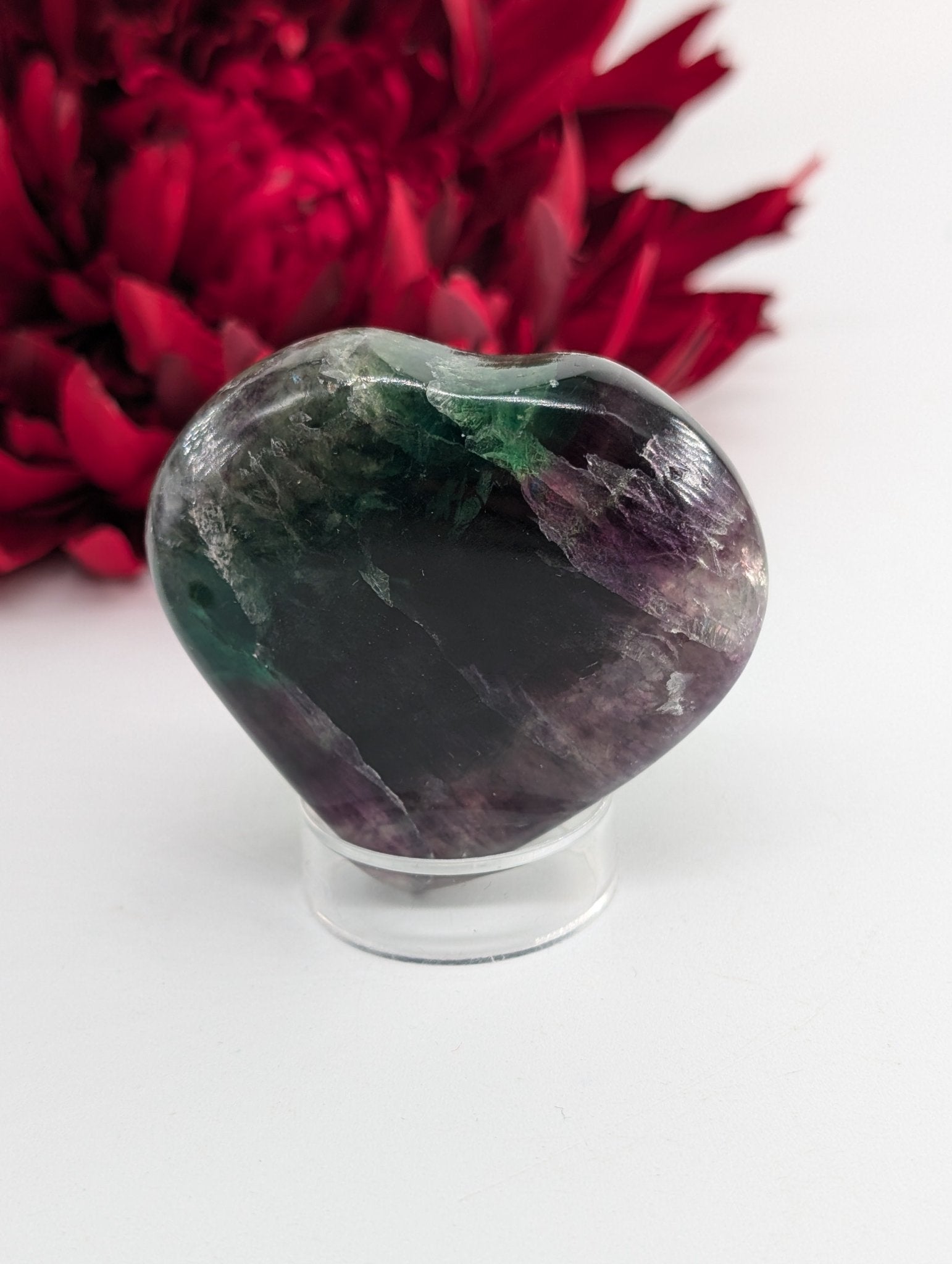 Rainbow Fluorite Heart Palmstone 60mm - Positive Faith Hope Love