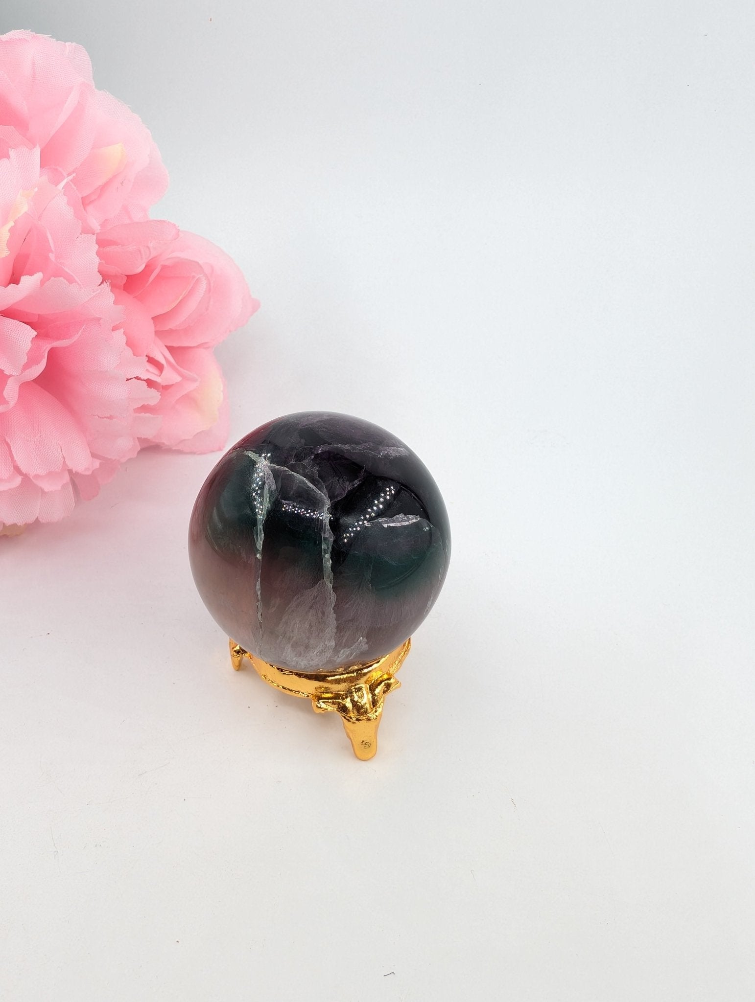 Rainbow Fluorite Sphere - 167g, 47mm - Natural Inclusions - Positive Faith Hope Love