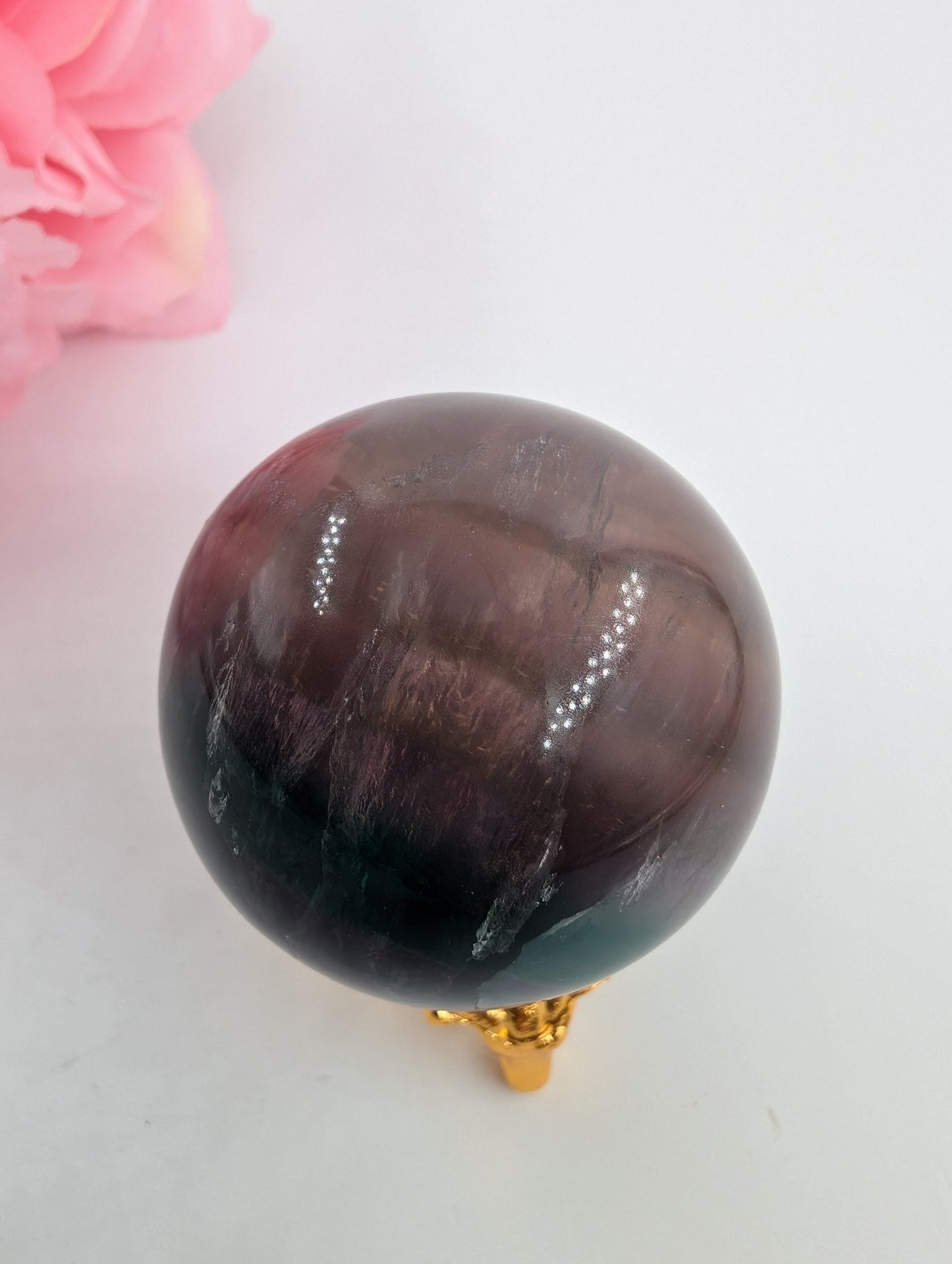 Rainbow Fluorite Sphere - 167g, 47mm - Natural Inclusions - Positive Faith Hope Love