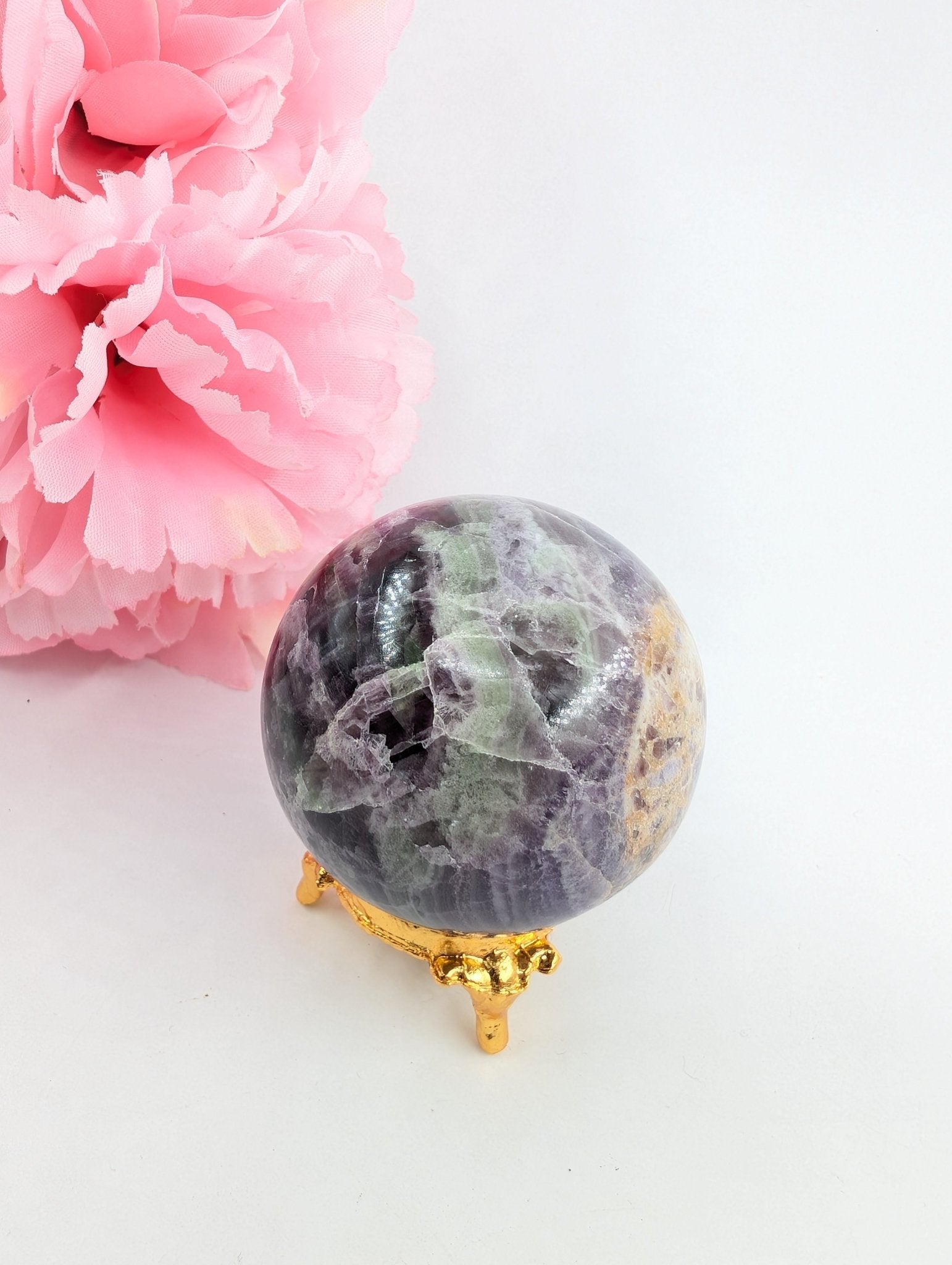 Rainbow Fluorite Sphere - 234g, 53mm - Positive Faith Hope Love