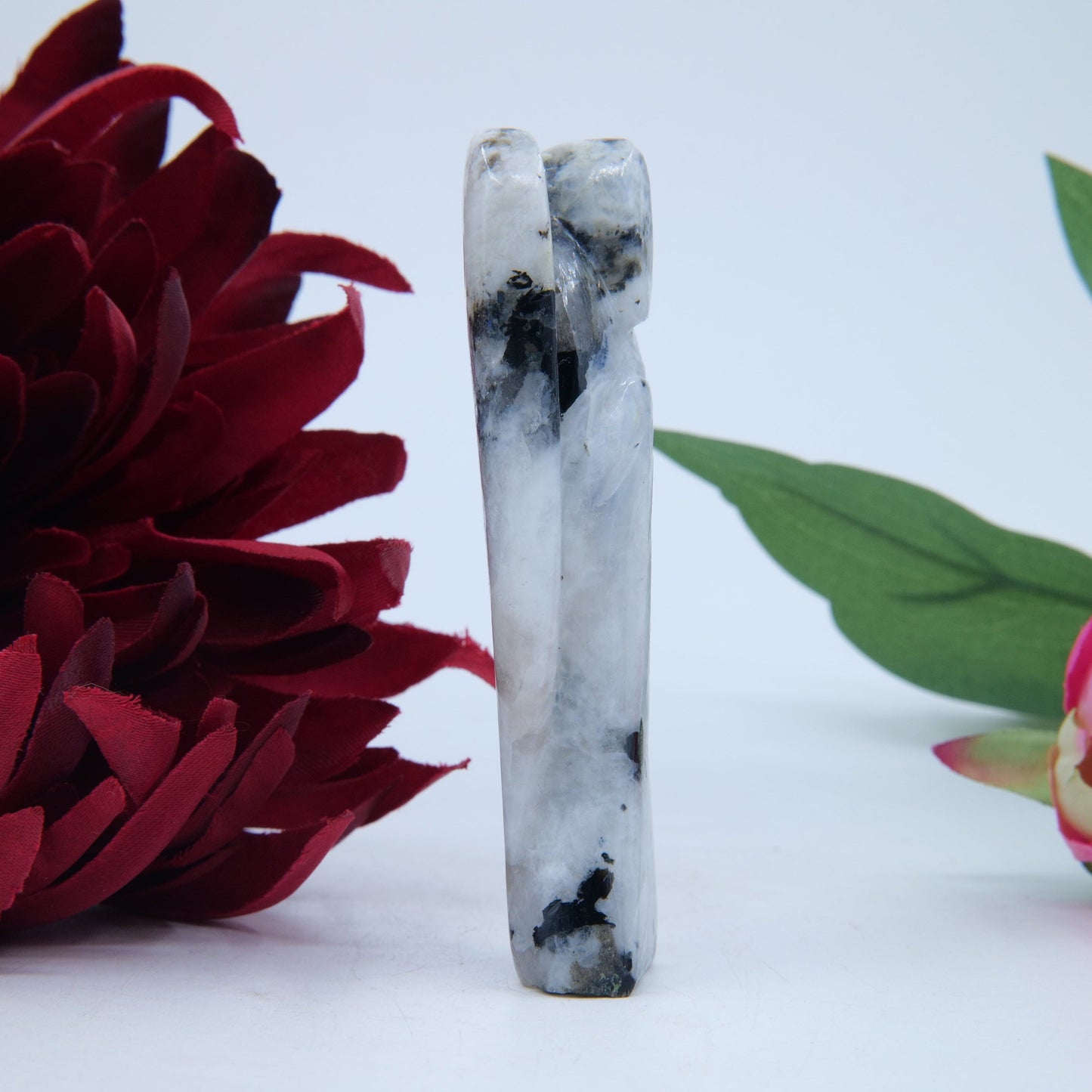 Polished Rainbow Moonstone Angel 80Mm featuring pearly adularescence and soft sheen - Positive Faith Hope Love