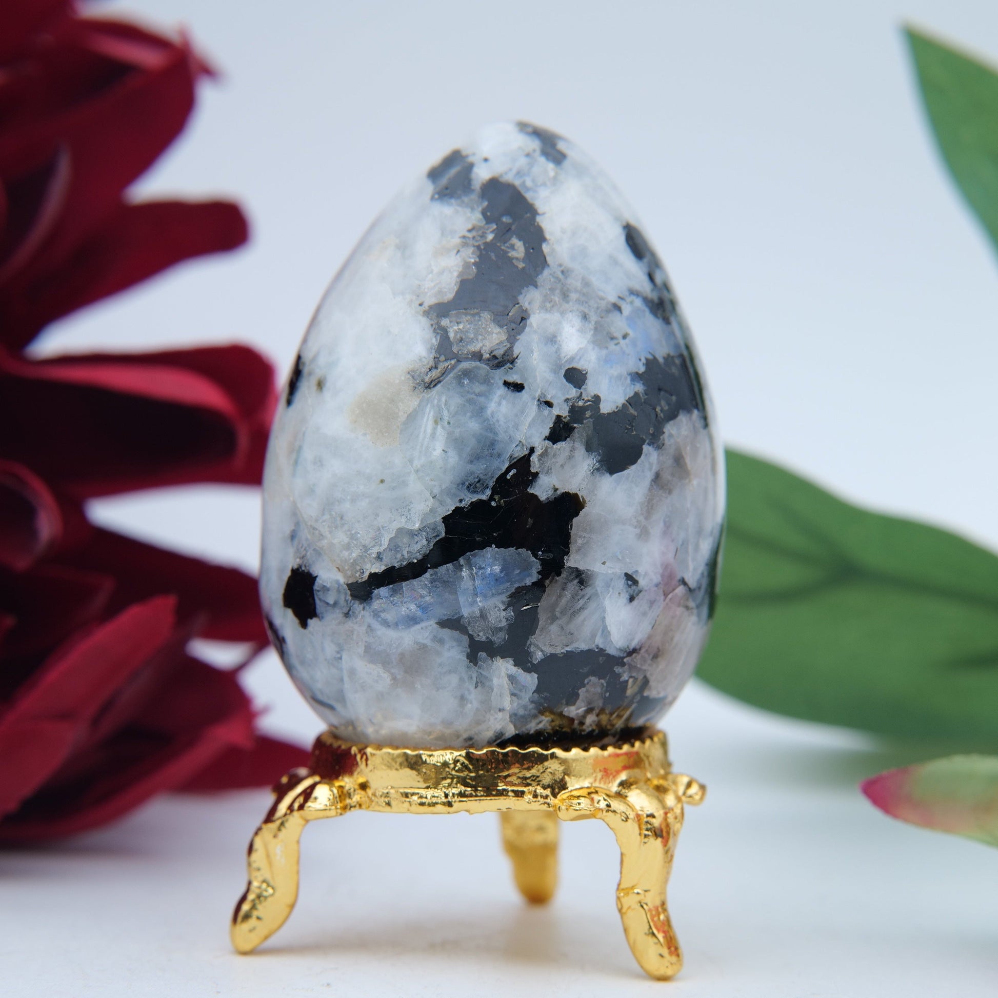 Rainbow Moonstone Egg — 137 g (65 mm) - Positive Faith Hope Love