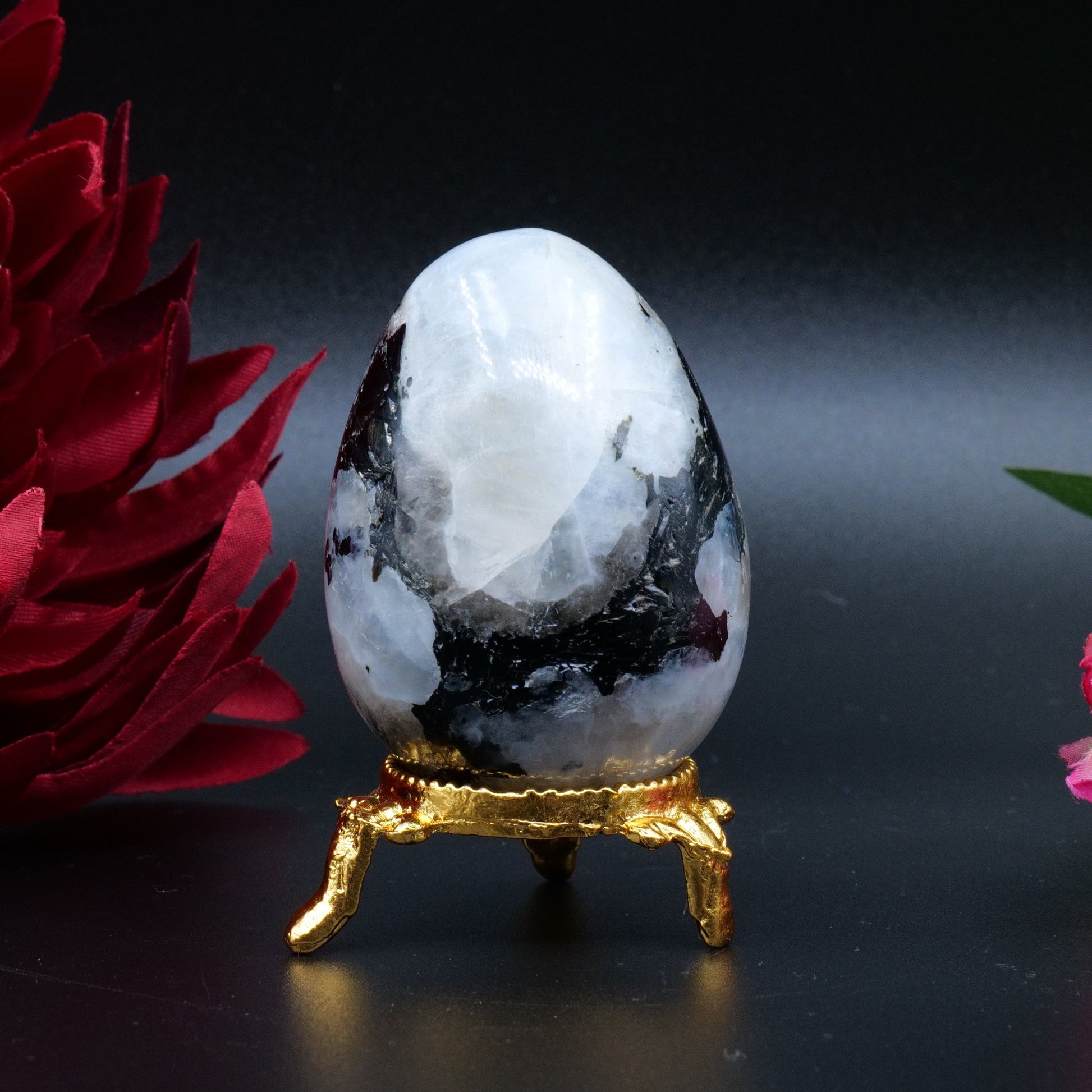 Rainbow Moonstone Egg — 140g (57×41mm) - Positive Faith Hope Love