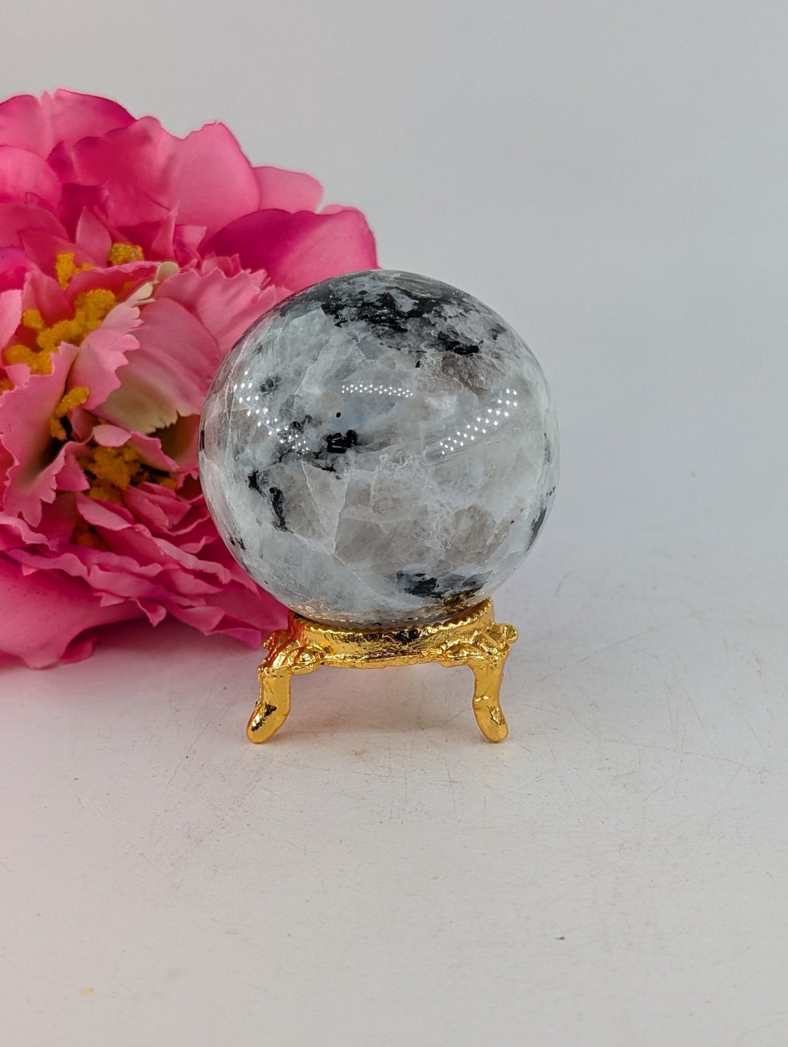 Rainbow Moonstone Sphere 220g 54mm - Positive Faith Hope Love