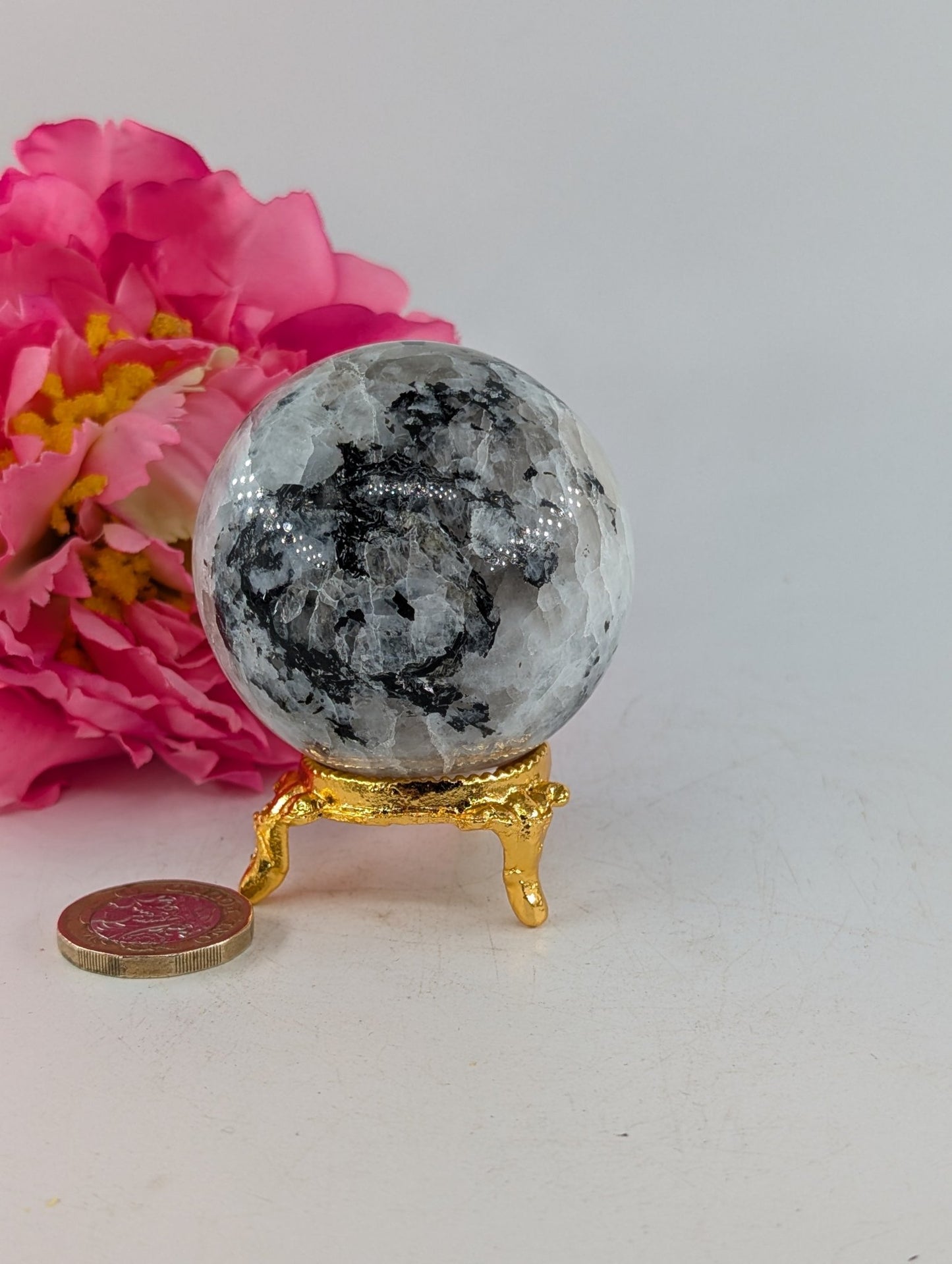 Rainbow Moonstone Sphere 220g 54mm - Positive Faith Hope Love