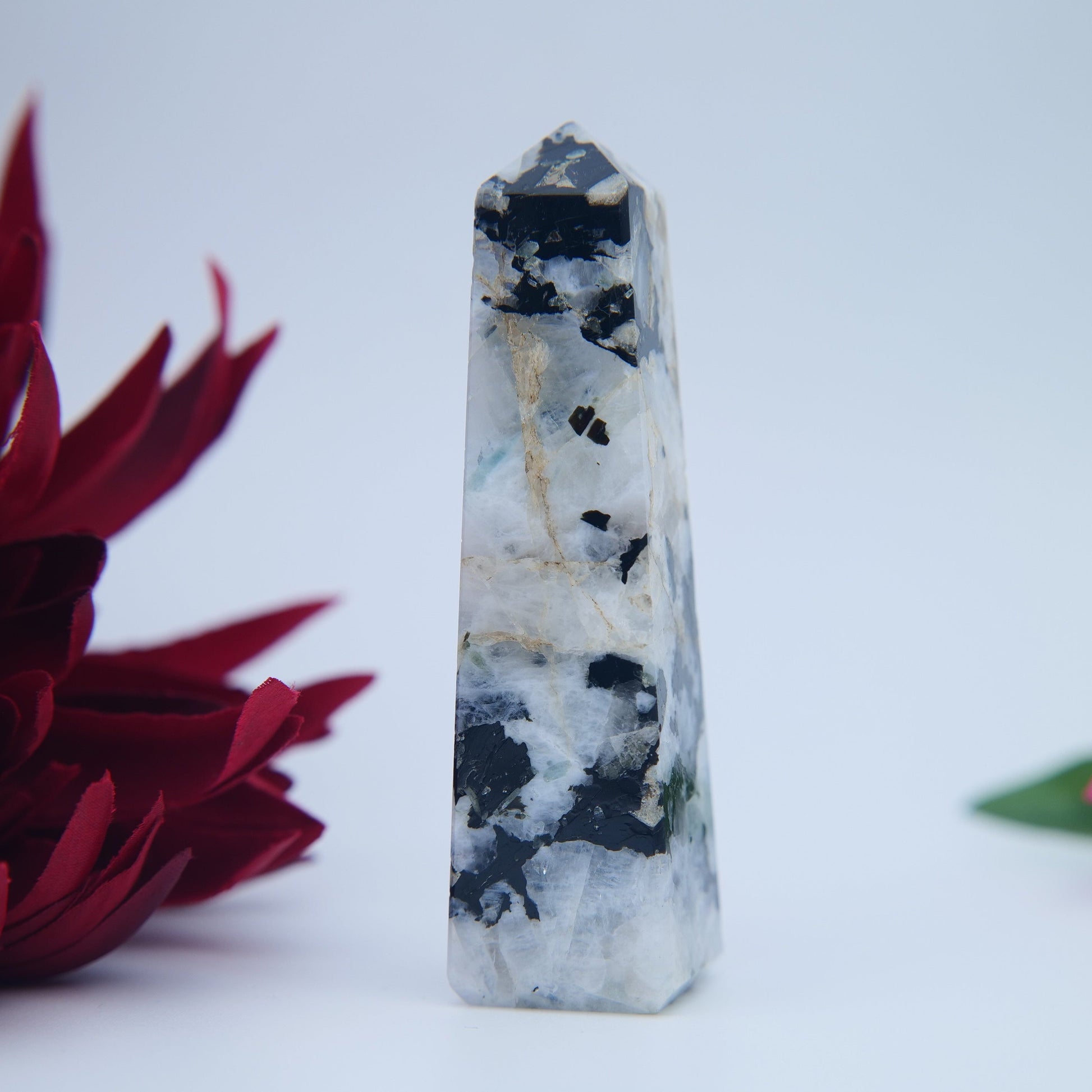 Rainbow Moonstone Tower – 10cm - Positive Faith Hope Love