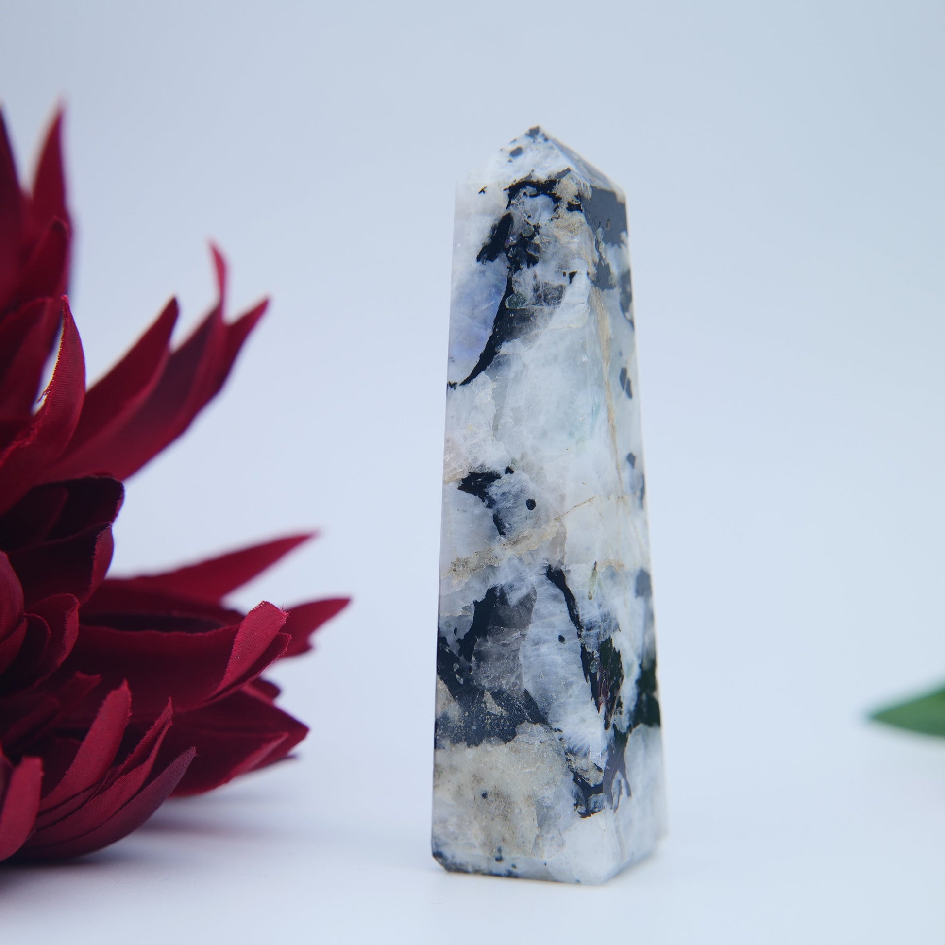 Rainbow Moonstone Tower – 10cm - Positive Faith Hope Love