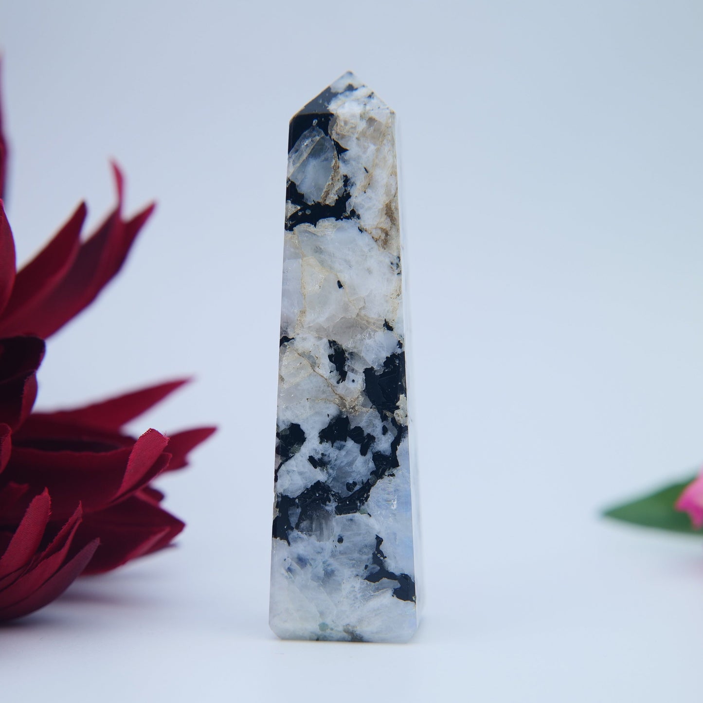 Rainbow Moonstone Tower – 10cm - Positive Faith Hope Love