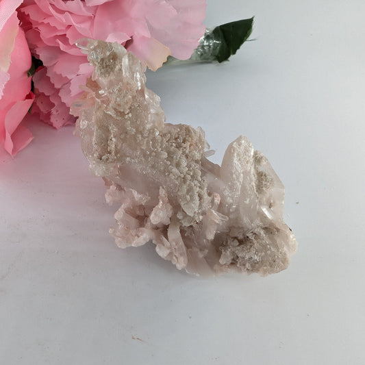 Natural Rare Samadhi Pink Quartz Specimen 153G featuring natural patterning and unique variations - Positive Faith Hope Love