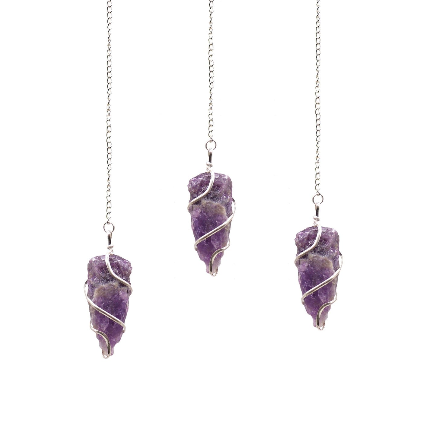 Natural Raw Gemstone Pendulum - Amethyst featuring rich purple colour and natural clarity - Positive Faith Hope Love