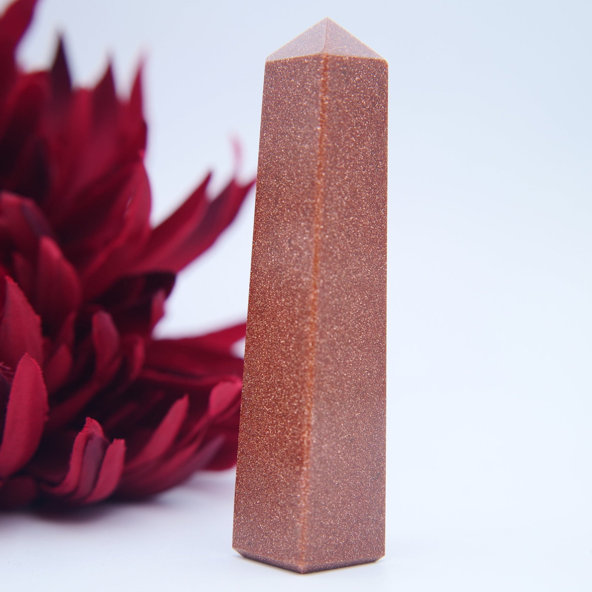 Red Goldstone Tower — 10cm - Positive Faith Hope Love