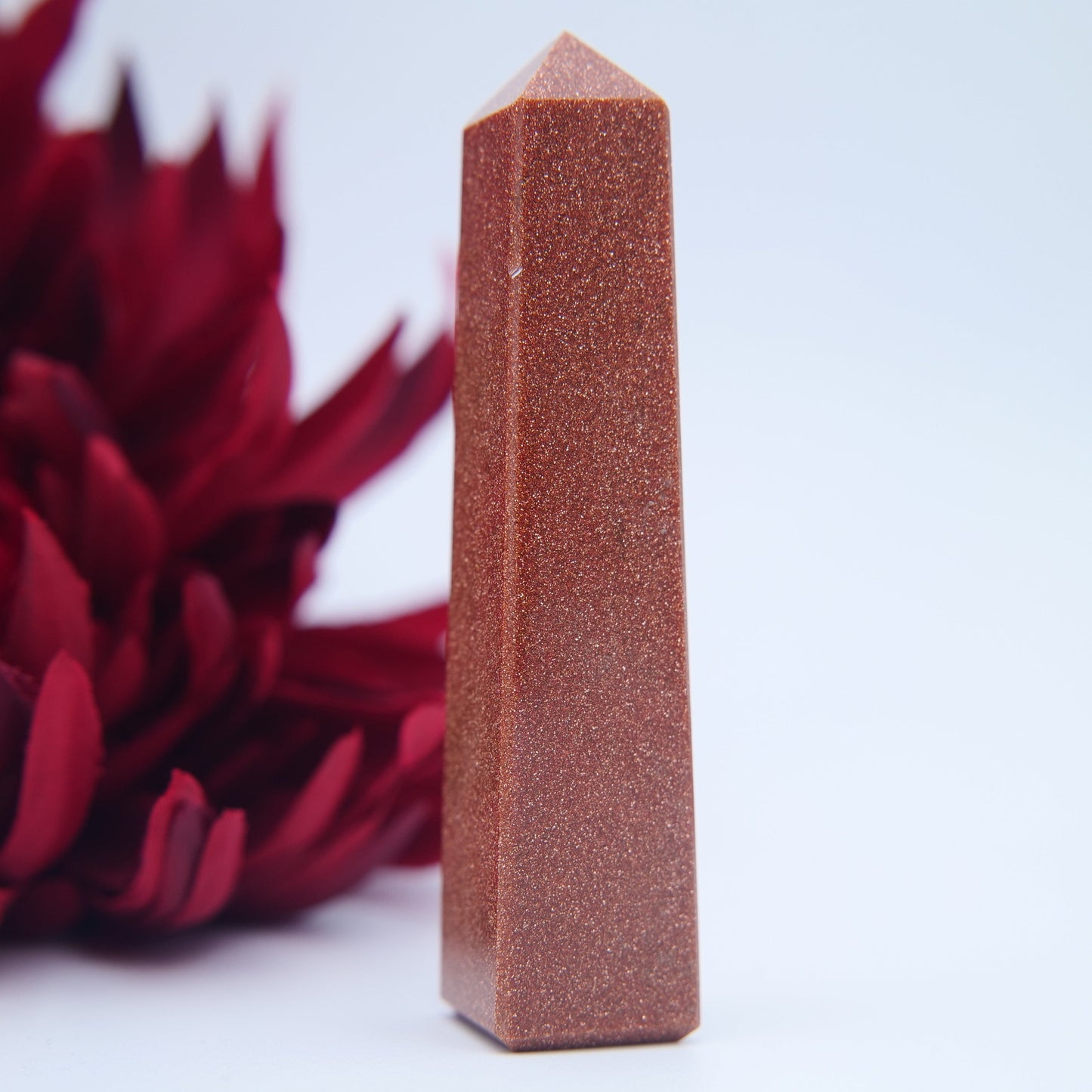 Red Goldstone Tower — 10cm - Positive Faith Hope Love