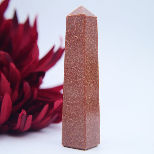 Red Goldstone Tower — 10cm - Positive Faith Hope Love