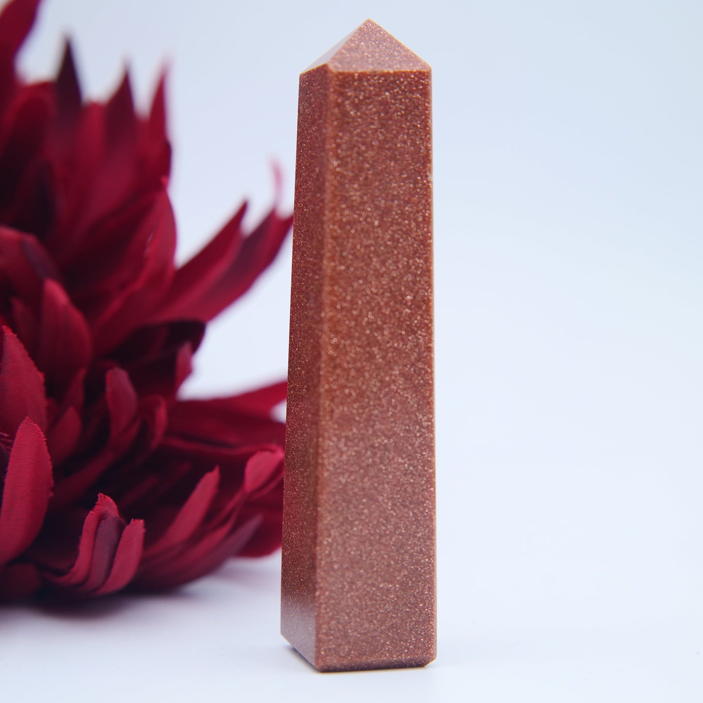 Red Goldstone Tower — 10cm - Positive Faith Hope Love