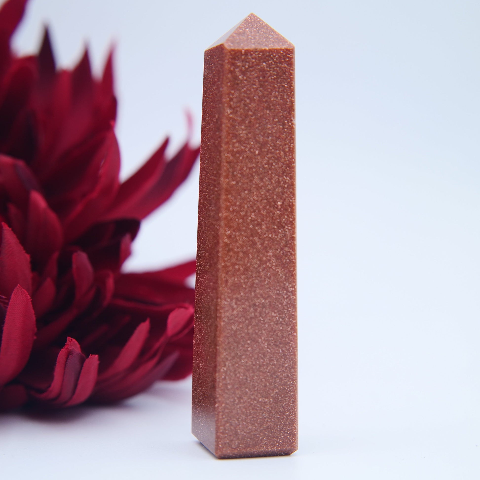 Red Goldstone Tower — 10cm - Positive Faith Hope Love
