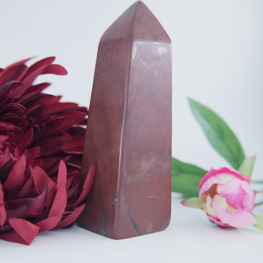 Red Jasper Tower — 471 g - Positive Faith Hope Love