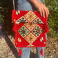 Polished Red Kilim Messenger Festival Bag featuring natural patterning and unique variations - Positive Faith Hope Love