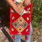 Polished Red Kilim Messenger Festival Bag featuring natural patterning and unique variations - Positive Faith Hope Love