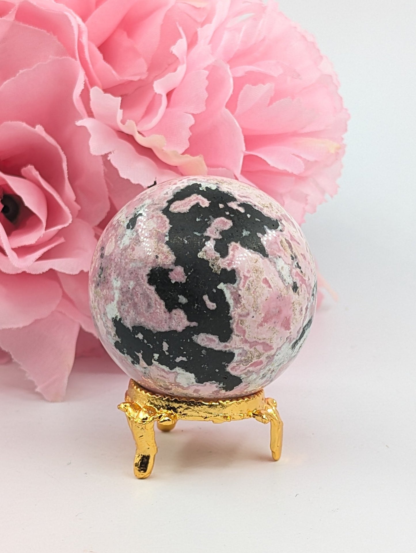 Rhodochrosite Sphere – 249g, 52mm - Positive Faith Hope Love