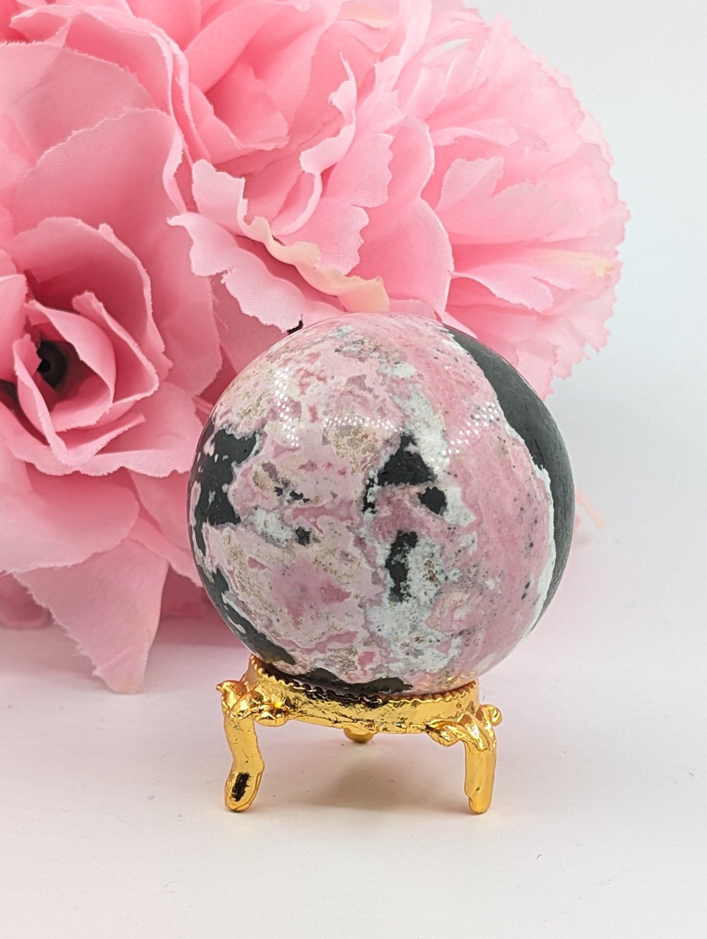 Rhodochrosite Sphere – 249g, 52mm - Positive Faith Hope Love