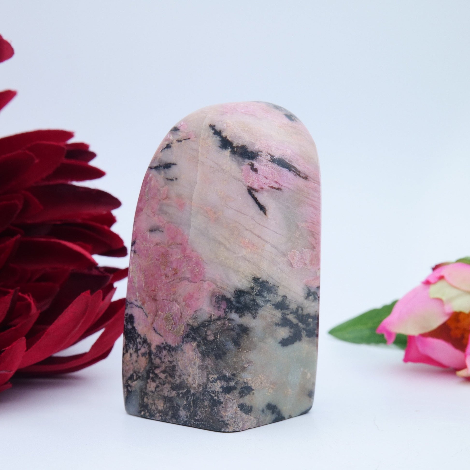 Rhodonite Freeform — Pakistan, 266 g (81 mm) - Positive Faith Hope Love