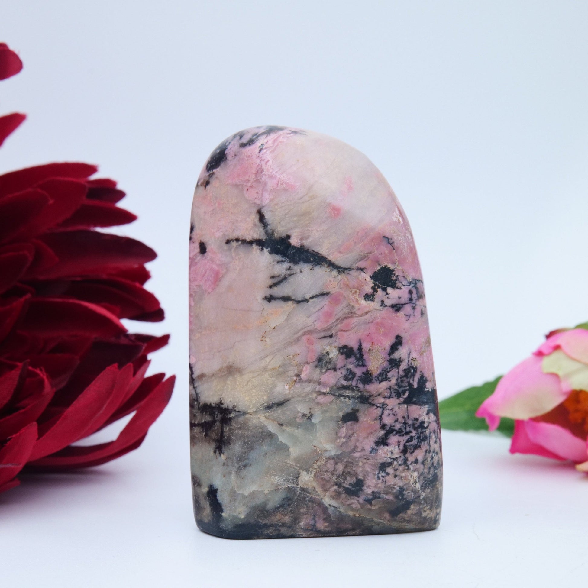 Rhodonite Freeform — Pakistan, 266 g (81 mm) - Positive Faith Hope Love