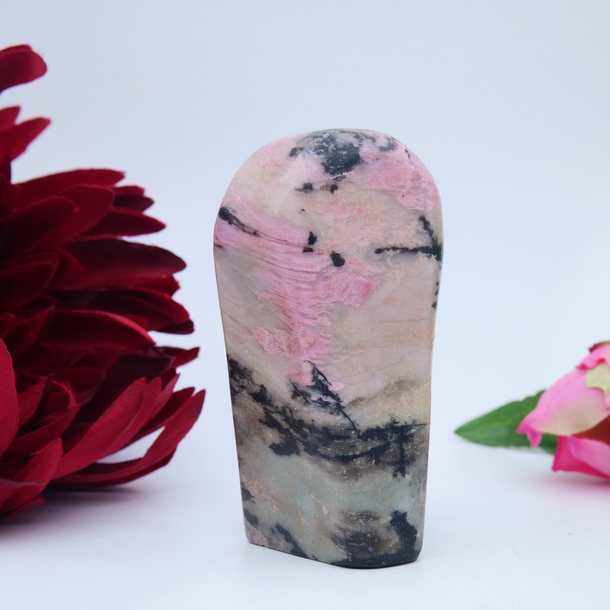 Rhodonite Freeform — Pakistan, 266 g (81 mm) - Positive Faith Hope Love