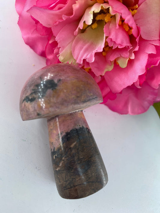 Rhodonite Mushroom 120grams - Positive Faith Hope Love