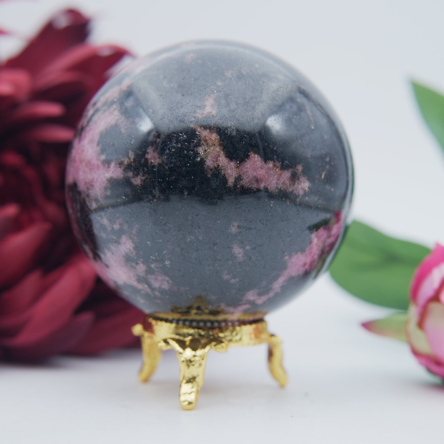 Rhodonite Sphere 689 grams - Positive Faith Hope Love