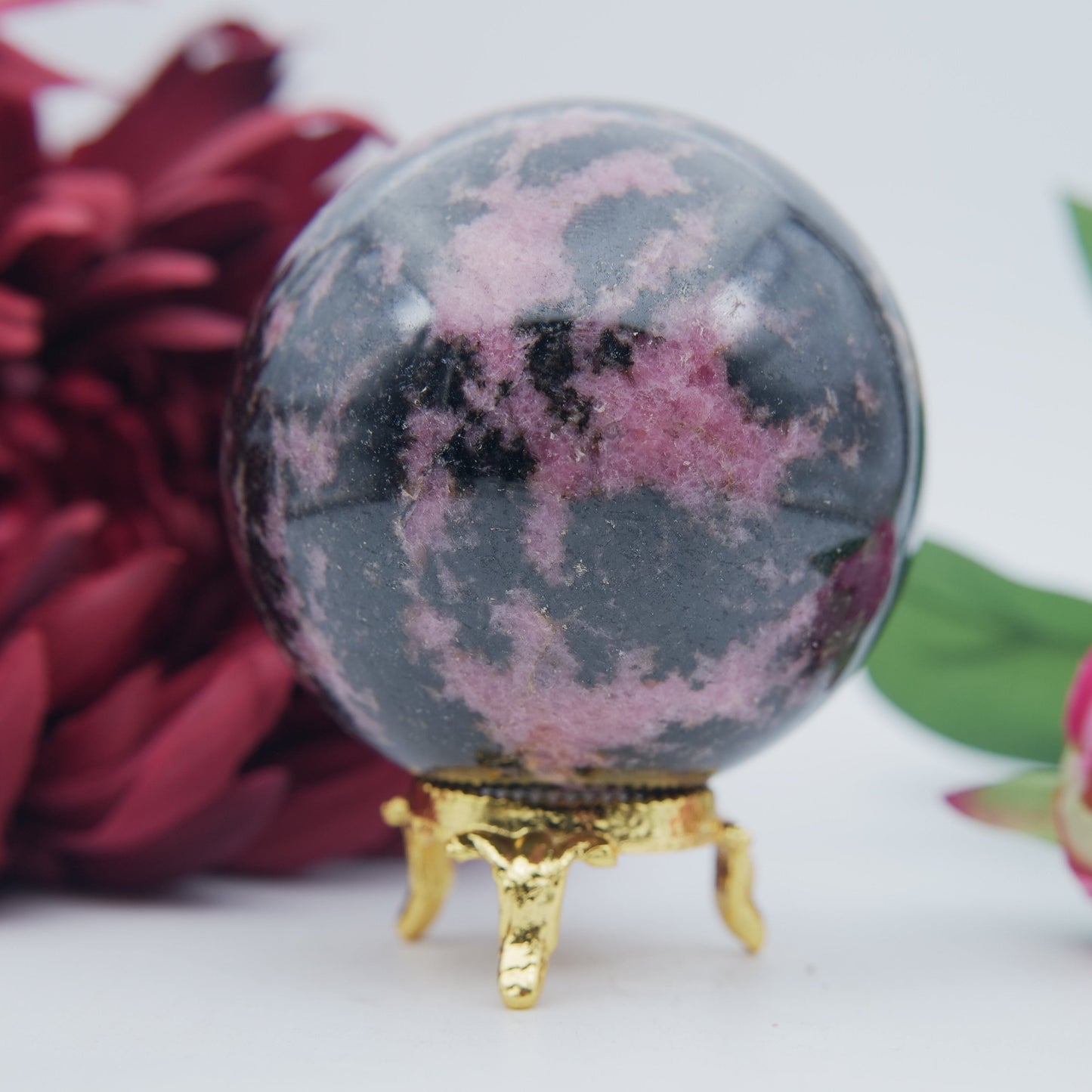 Rhodonite Sphere 689 grams - Positive Faith Hope Love