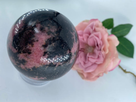 Rhodonite Sphere 689 grams - Positive Faith Hope Love