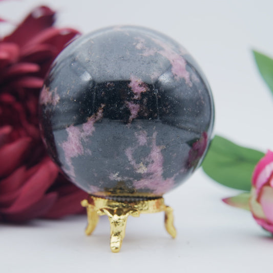 Rhodonite Sphere 689 grams - Positive Faith Hope Love