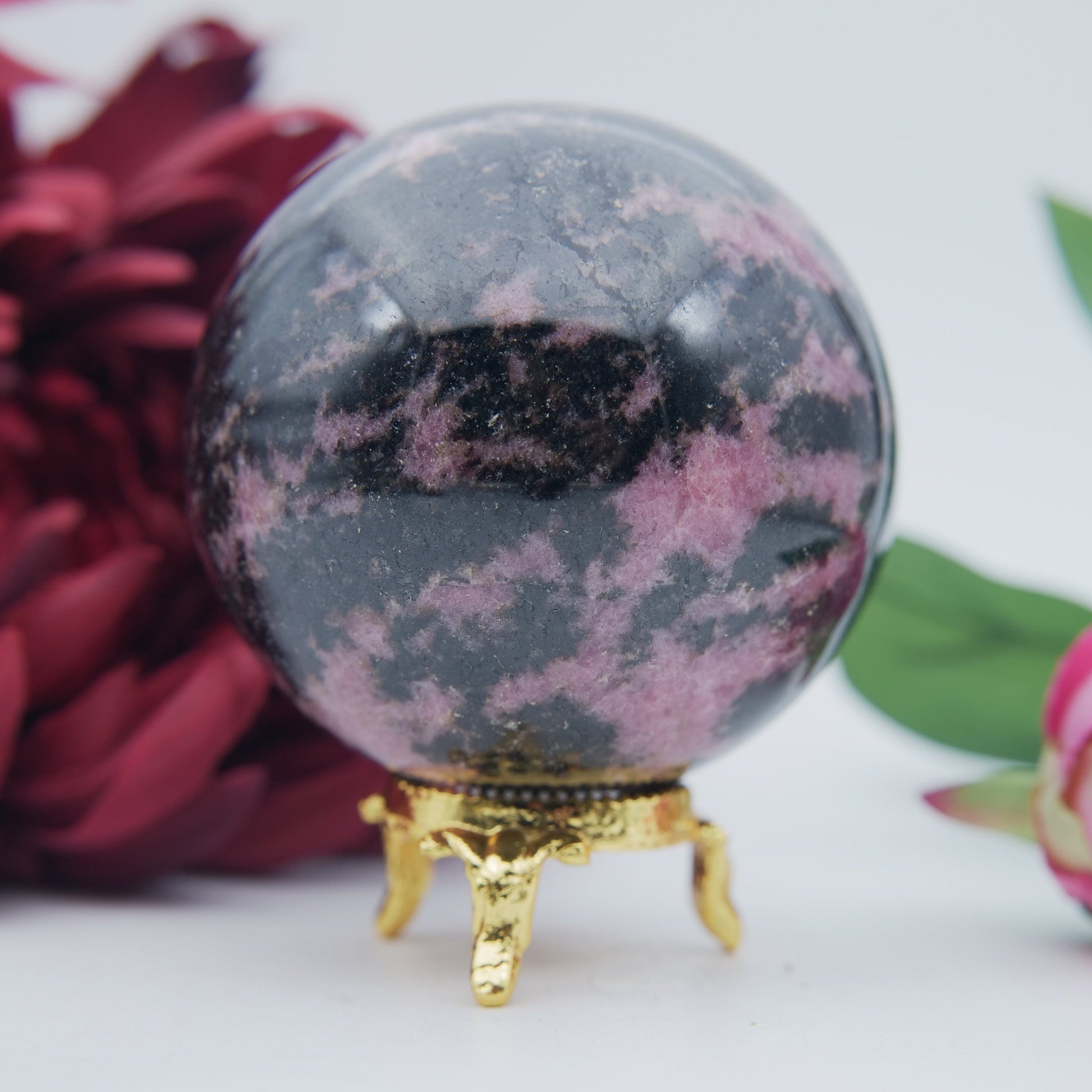 Rhodonite Sphere 689 grams - Positive Faith Hope Love