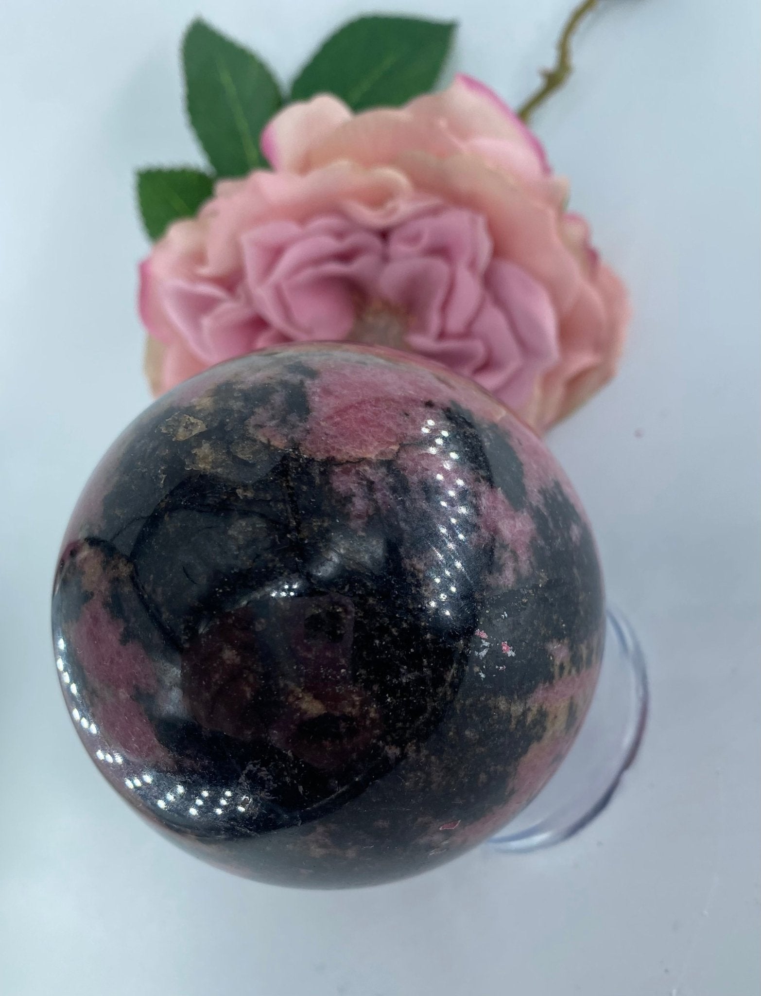 Rhodonite Sphere 693 grams - Positive Faith Hope Love