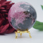 Polished Rhodonite Sphere Madagascar 712G featuring pink tone with black veining - Positive Faith Hope Love