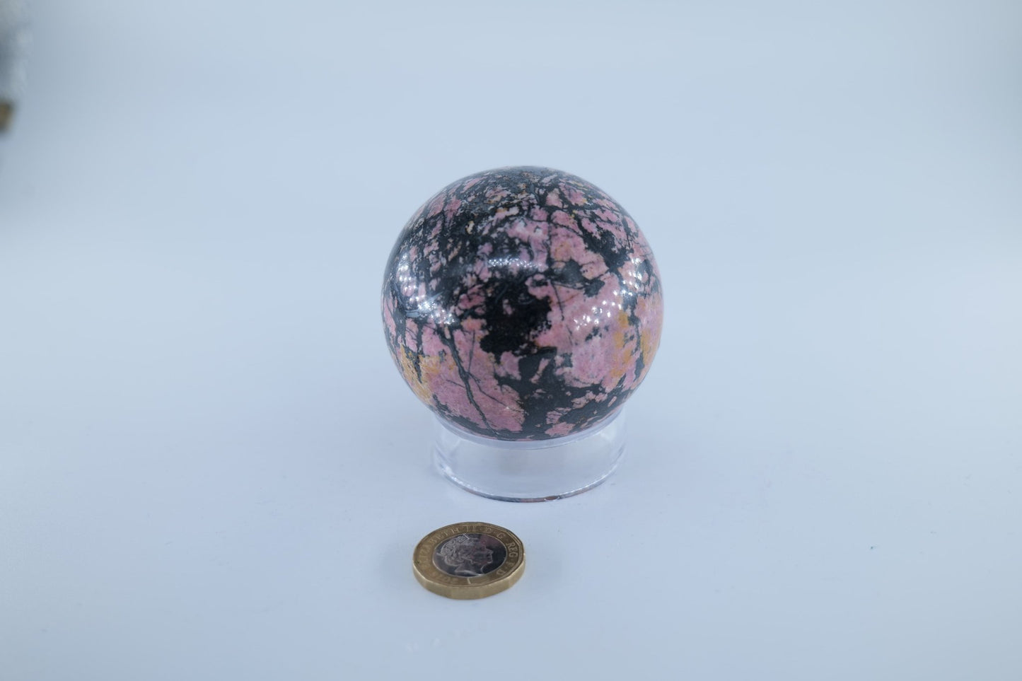 Rhodonite Sphere Pakistan 440 grams - Positive Faith Hope Love