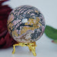 Polished Rhodonite Sphere Pakistan 440G 62Mm featuring pink tone with black veining - Positive Faith Hope Love