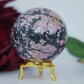 Polished Rhodonite Sphere Pakistan 440g 62mm featuring pink tone with black veining - Positive Faith Hope Love