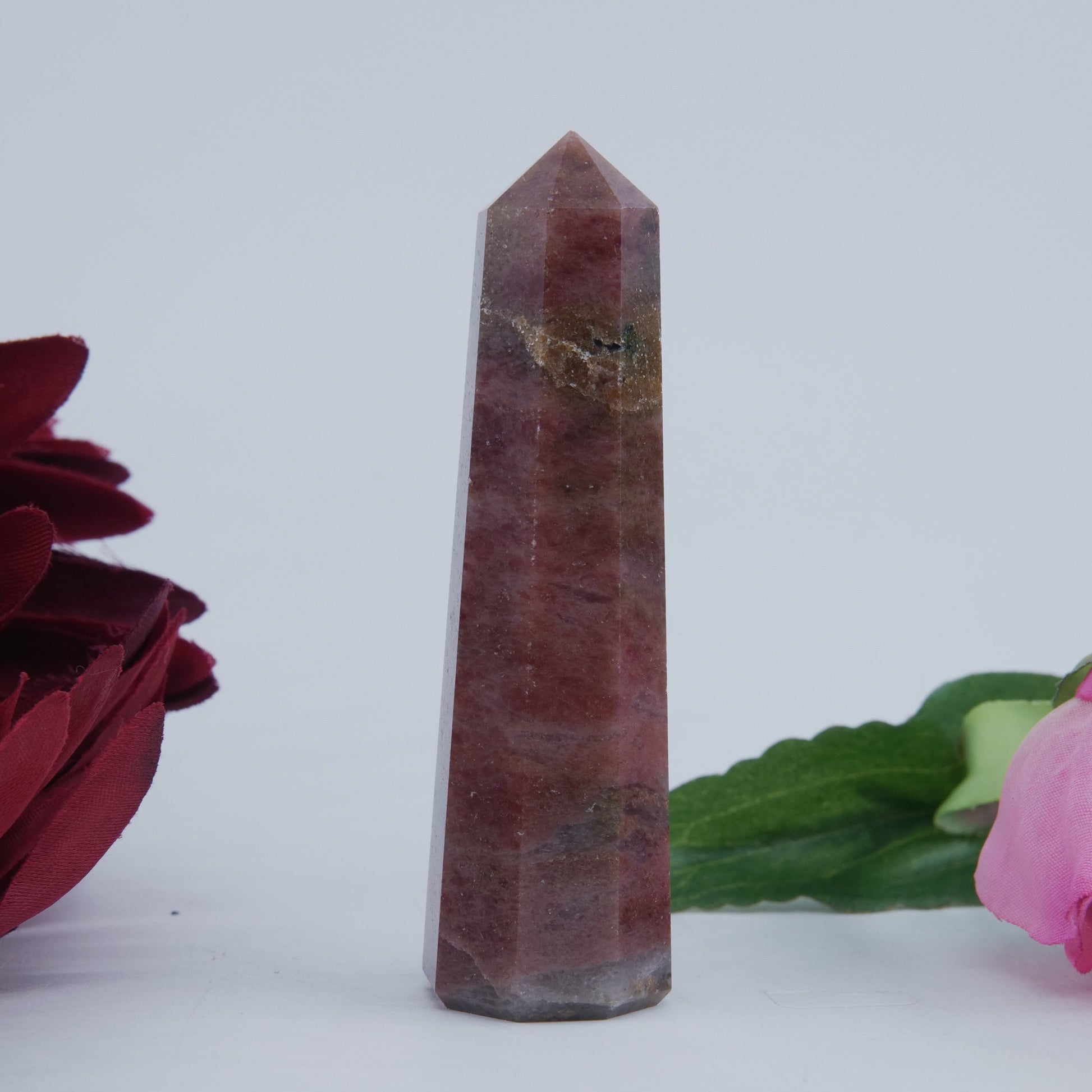 Rhodonite Tower — 65 g (75 mm) - Positive Faith Hope Love