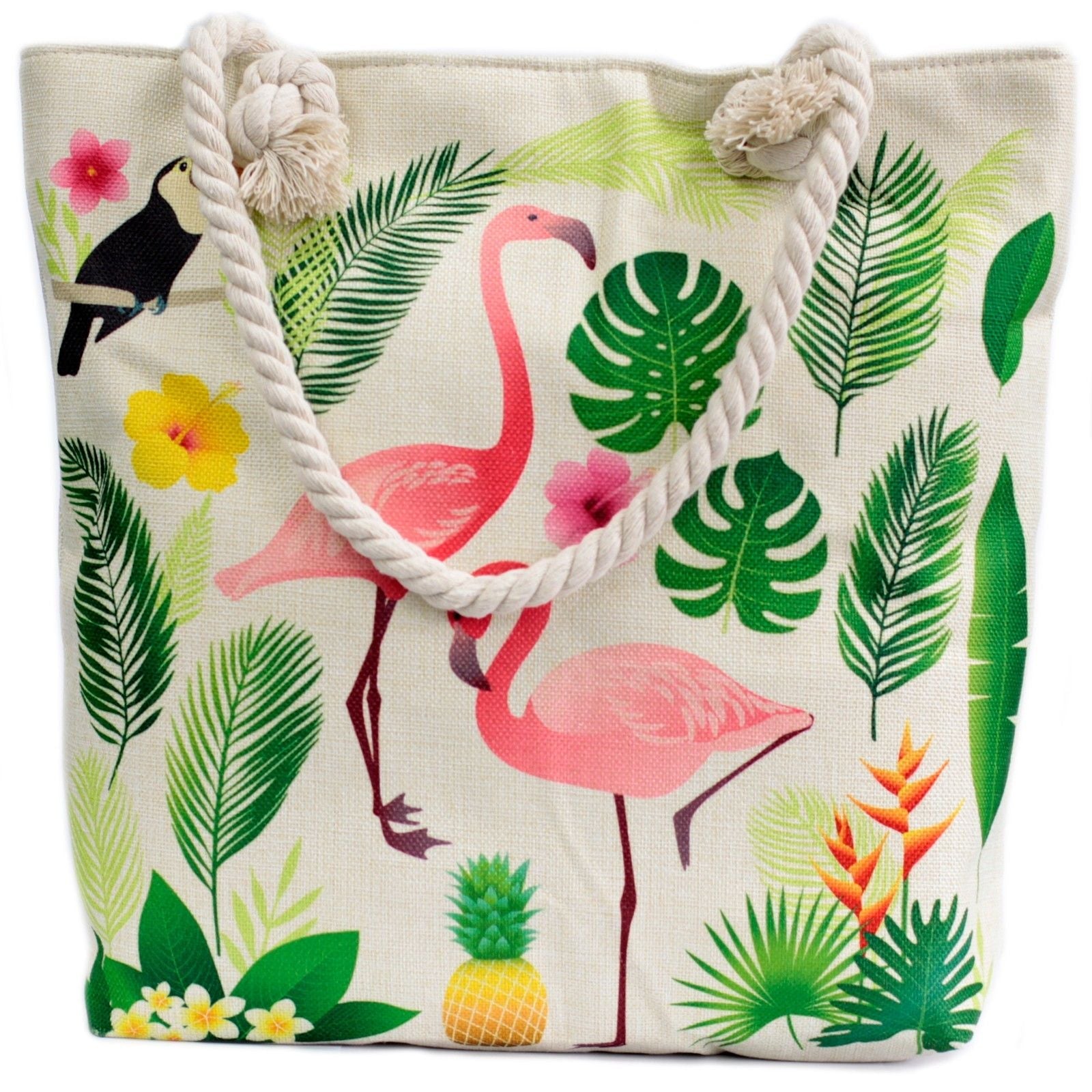 Polished Rope Handle Bag - Flamingo & More featuring natural patterning and unique variations - Positive Faith Hope Love