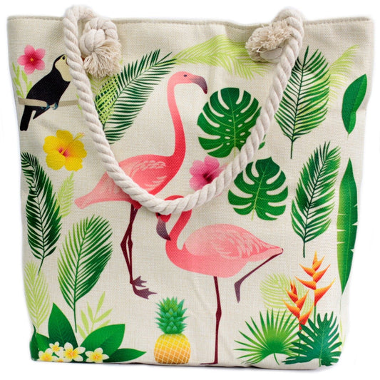Polished Rope Handle Bag - Flamingo & More featuring natural patterning and unique variations - Positive Faith Hope Love